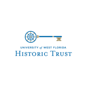 University of West Florida Historic Trust logo with golden key, featuring blue font and gold accents