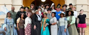Fiesta Pensacola volunteers and staff dressed in colonial attire